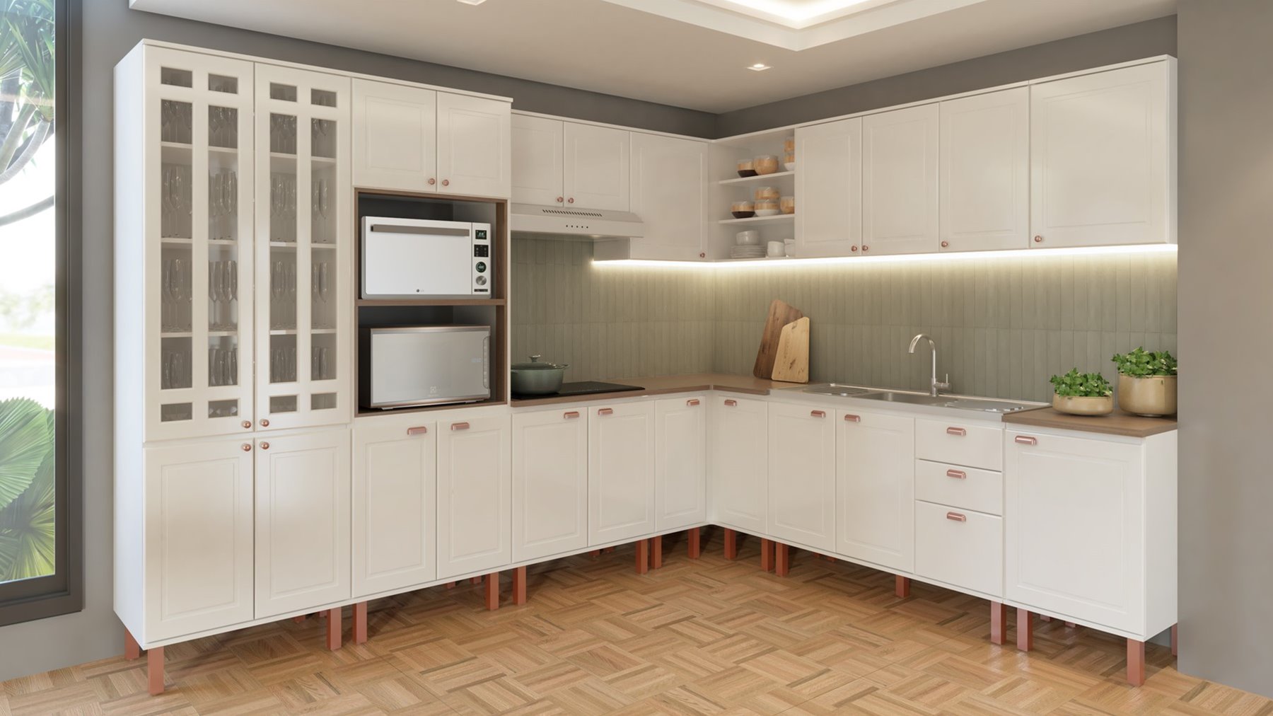 Cozinha Bella Provençal Branco/ Jequitibá